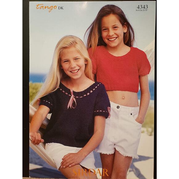 New Sirdar 4343 Tango Child Girls Short Sleeve Top Sweater Knitting Pattern - Picture 2 of 3